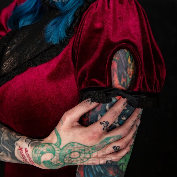Hell Bunny Mourning Dress (Burgundy) | Blue Banana
