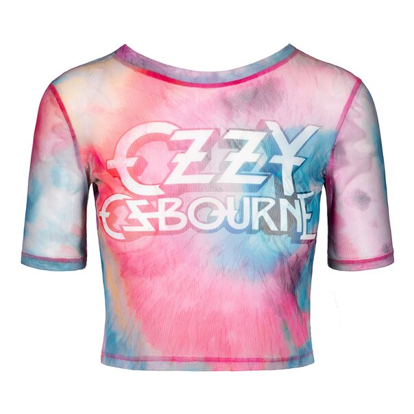 T-shirt court en maille avec logo Ozzy Osbourne (multicolore) | Mode alternative, T-shirts de groupes
