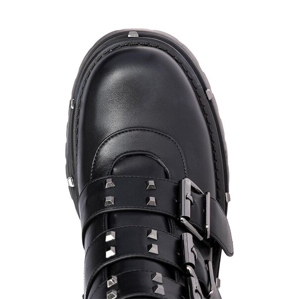Bleeding Heart Buckle Boots (Black) | Alternative Footwear