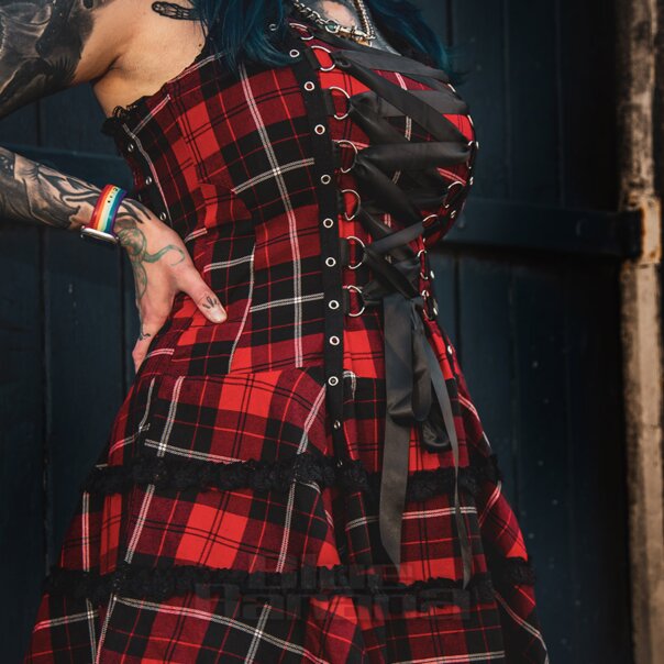 Abito Hell Bunny Harley Design Scozzese (Rosso)