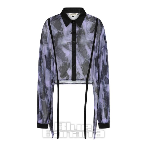 Banned Selene Mesh Blouse (Black/Purple) | Blue Banana