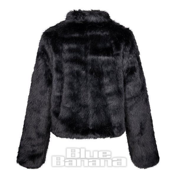 Blue Banana Militärjacke aus Kunstpelz (Schwarz/Silber) | Blue Banana
