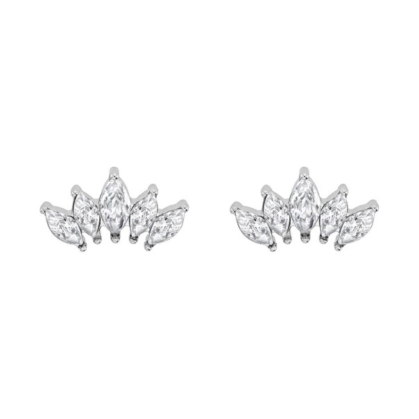 Blue Banana Surgical Steel Cubic Zirconia 5 Ear Studs (Silver)| Body Piercing Jewellery