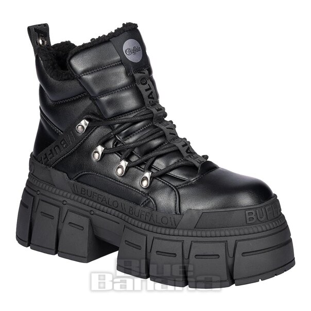 Buffalo Gospher Mid Boot (Black) | Alternative Platform Boots