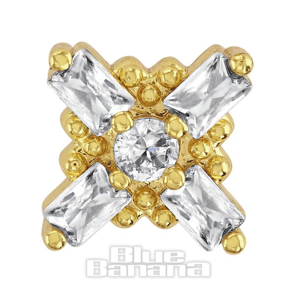 Blue Banana Poliertes Titan, 1,2 X 8 Mm, Kreuz-Edelstein Fadenloses Labret (Gold) | Blue Banana