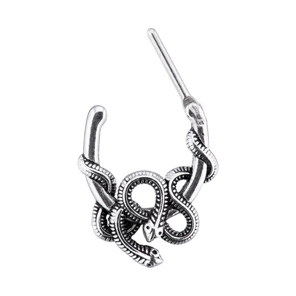 Ohrklicker „Schlange auf Hufeisen“ aus Chirurgenstahl von Blue Banana (Silber) | Piercingschmuck