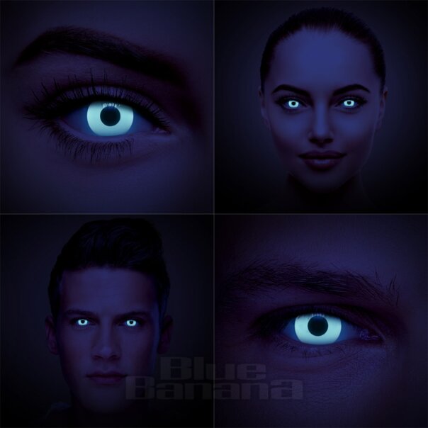 UV i-Glow Halloween 1 Tag Tages-Kontaktlinsen in Weiß, Coloured Contacts UK