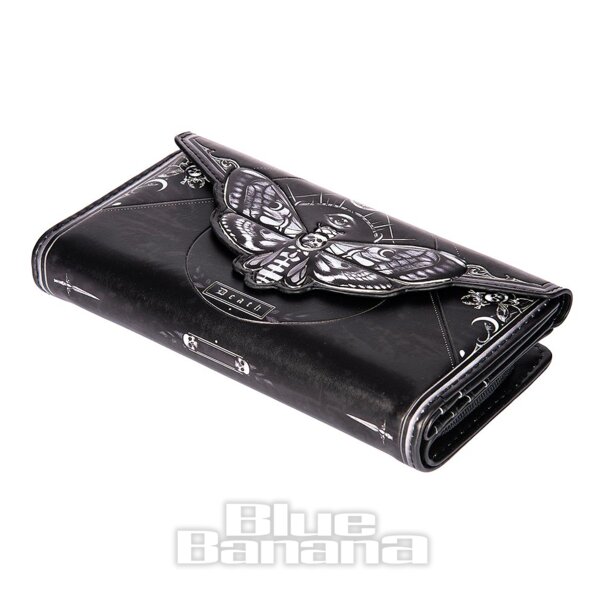 Nemesis Now Death's Head Moth Embossed Gothic Purse (Black) | Blue Banana
