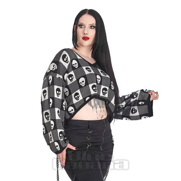 Banned Check Skulls Jumper (Black/White)