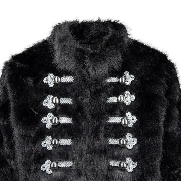 Blue Banana Militärjacke aus Kunstpelz (Schwarz/Silber) | Blue Banana