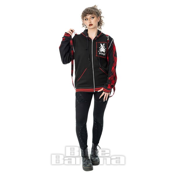 Luv Bunny Cursed Bunny Zip Hoodie (Black/Red) | Alternative Clothing