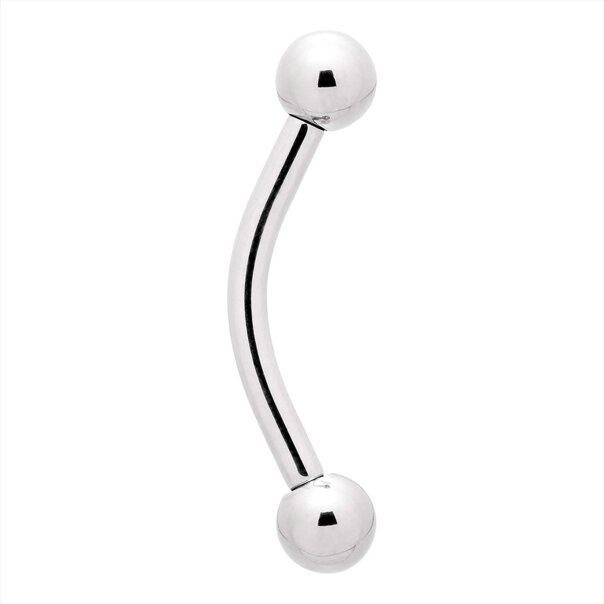 Blue Banana Polished Titanium Internally Threaded Curved Barbell 3mm Ball (Silver) | Piercing Jewellery