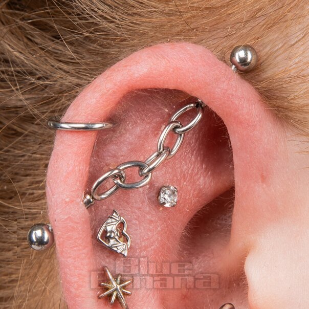 Blue Banana Surgical Steel 1.2x38mm Chain Link Industrial (Silver) | Body Piercing Jewellery