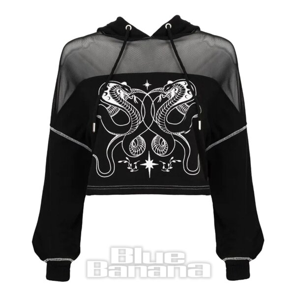 Felpa con cappuccio Hell Bunny Venom (nera) | Blue Banana