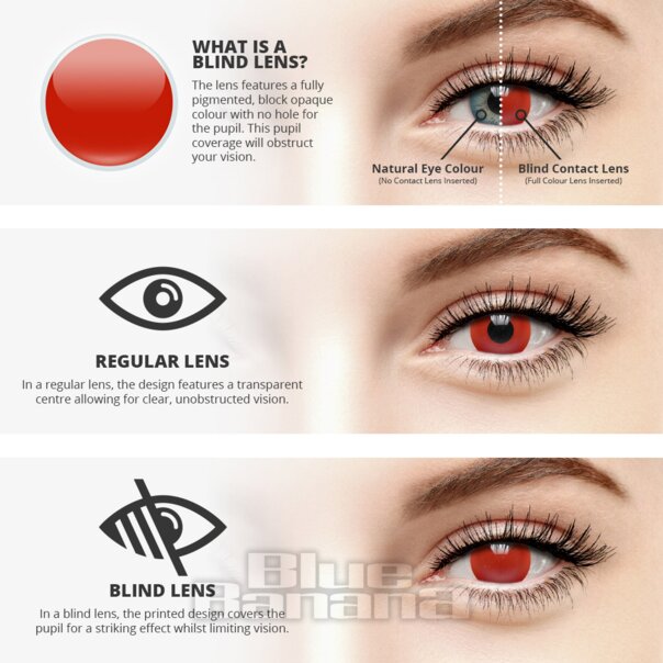 Blind Halloween 90 Tage rote farbige Kontaktlinsen, Coloured Contacts UK