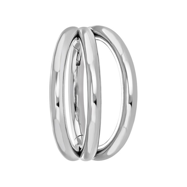 Blue Banana Threadless Triple Row Polished Titanium Hinged Segment Ring (Silver)