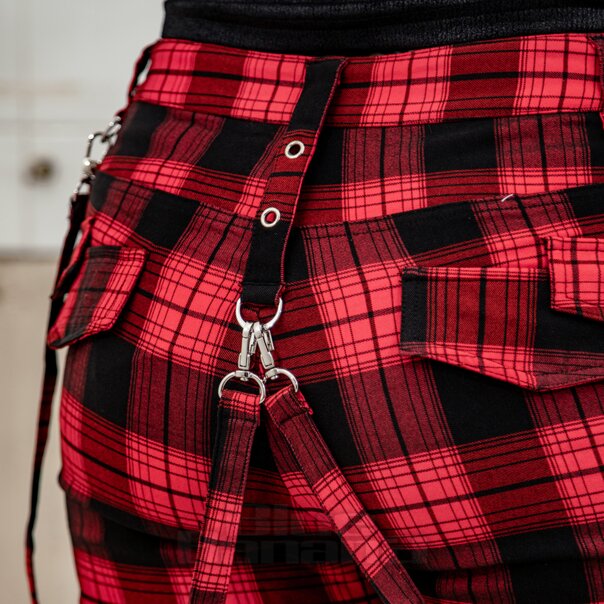 Banned Nocturne Buckle Trousers (Black/Red) | Alternative Fashion, Goth Clothing