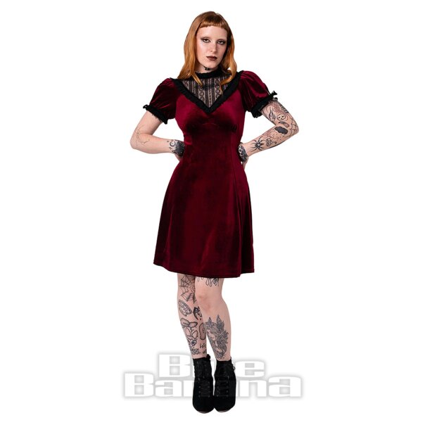 Hell Bunny Mourning Dress (Burgundy) | Blue Banana