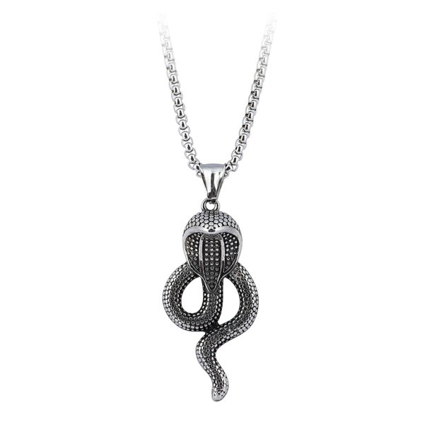 Collana Cobra in acciaio con banana blu (argento) | Accessori alternativi