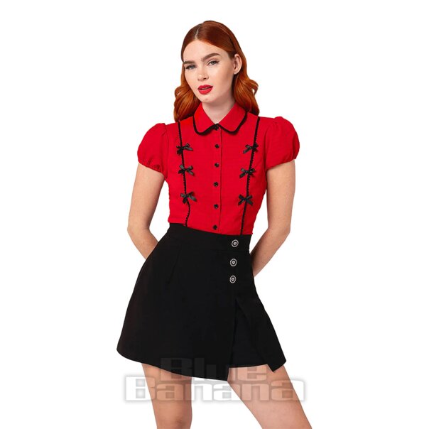 Hell Bunny Casey Blouse (Red) | Alternative Blouses, Gothic Clothing