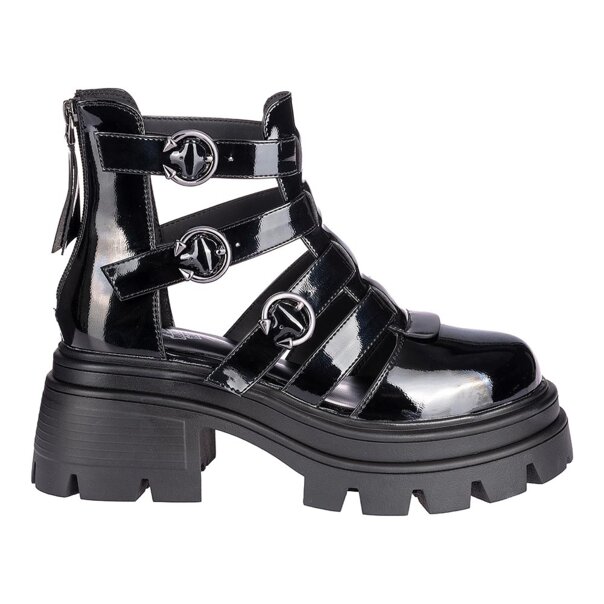 Sandalen mit blutendem Herzmuster und Lackriemen (Schwarz) | Alternative Footwear