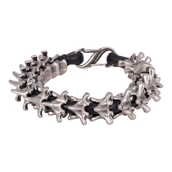 Bracciale medio in acciaio Blue Banana con ossa (argento) | Accessori alternativi