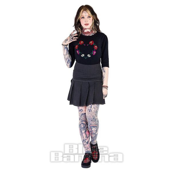 Jawbreaker Blumen-Totenkopf-Pullover (Schwarz) | Blaue Banane