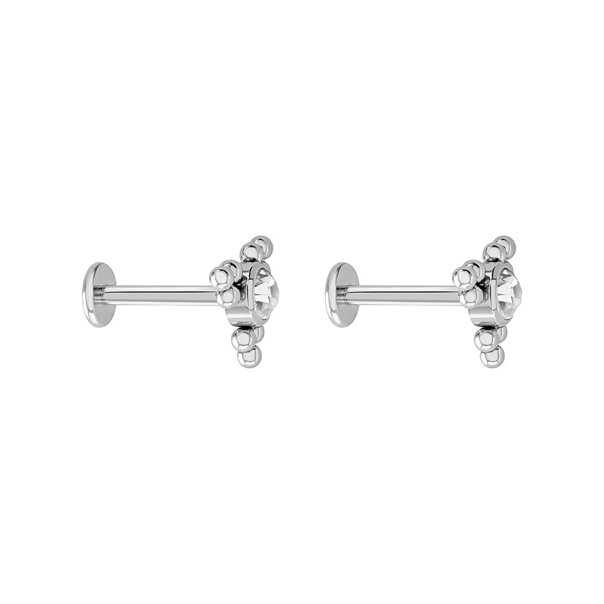 Blue Banana Surgical Steel Triangle Threadless Top Set (Silver)| Body Piercing Jewellery