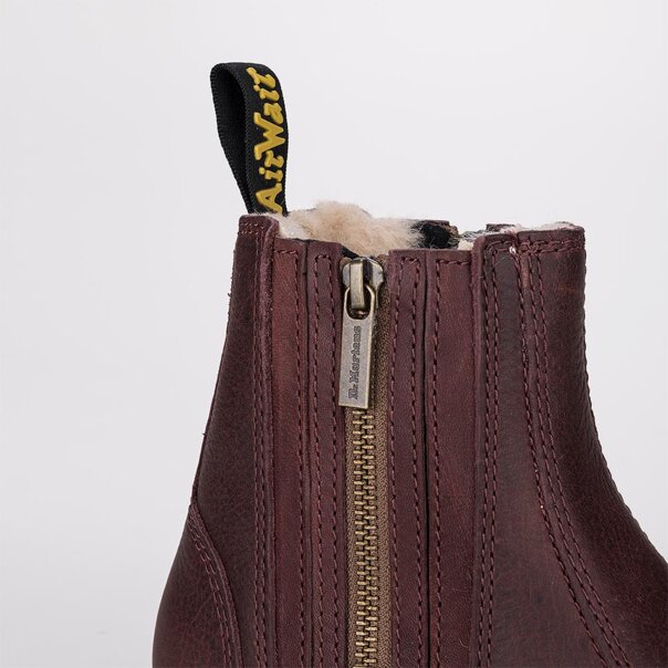 Dr Martens Chelsea 2976 Alyson Zip Grizzly Boots (Cherry) | Autumnal Dr Martens