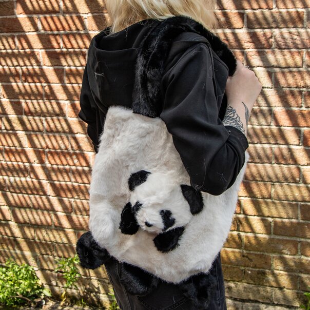 Blue Banana Fluffy Panda Bag (Black/White) | Alternative Accessories