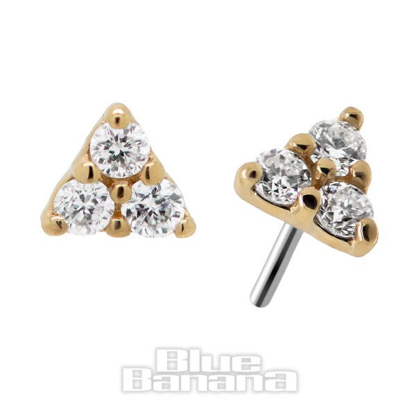 Blue Banana 18K Gold Lab Diamond 3mm Threadless Top (Gold) | Blue Banana Piercing