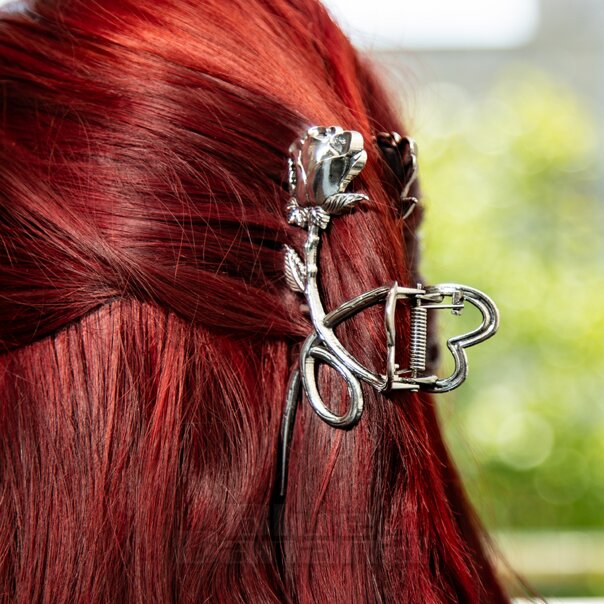 Rose & Thorn Hair Clip (Silver) | Blue Banana