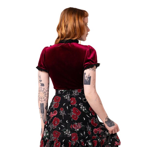 Hell Bunny Mourning Top (Burgundy) | Blue Banana