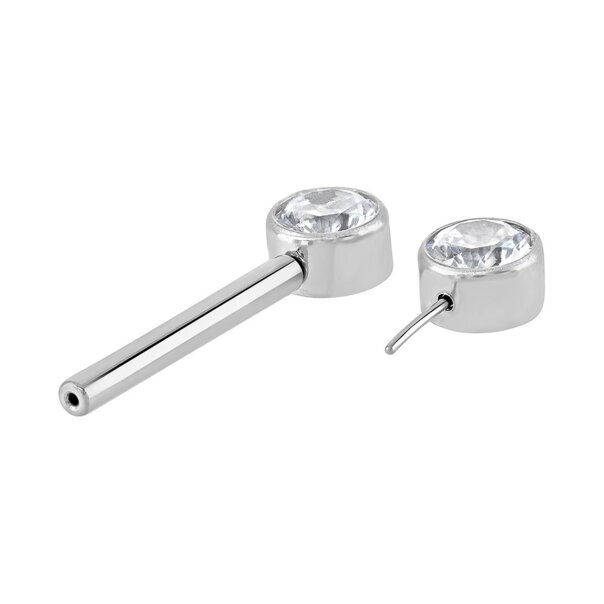 Blue Banana Polished Titanium Cubic Zirconia Threadless Nipple Bar Balls (Clear)| Body Piercing Jewellery