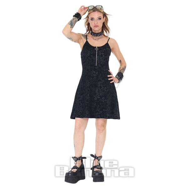Jawbreaker Cat Front Zip Mini Dress (Black) | Alternative Fashion, Goth Clothing