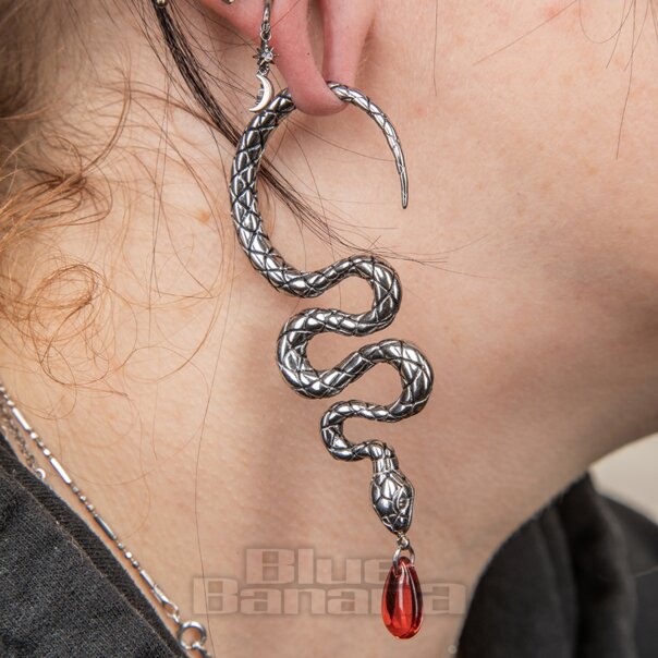 Blue Banana Surgical Steel Winding Snake Ear Weight (Silver) | Body Piercing Jewellery