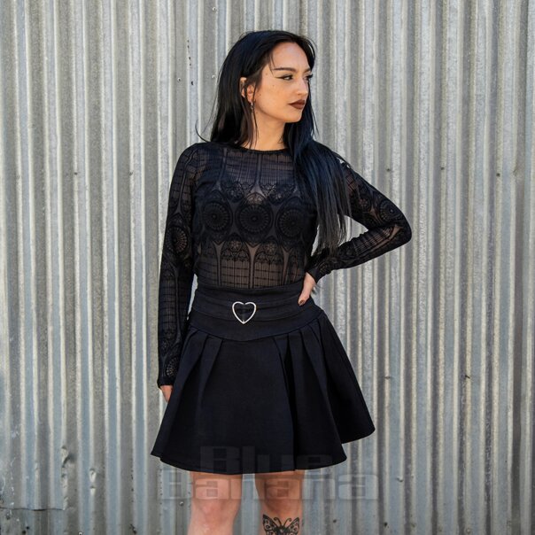 Hell Bunny Mea Culpa Top (Black) | Alternative Long Sleeved Tops