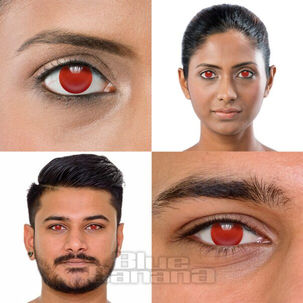Blind 1 Day Tageskontaktlinsen in Rot, Coloured Contacts UK