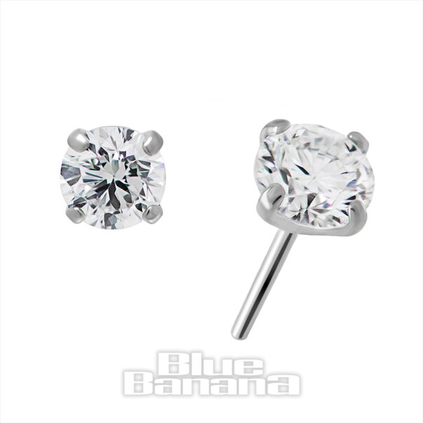 Blue Banana Titanium Lab Diamond 3mm Threadless Top (Silver) | Blue Banana Piercing