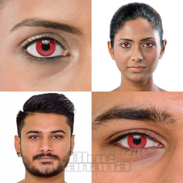 UV i-Glow 30 Tage rote farbige Kontaktlinsen, Coloured Contacts UK