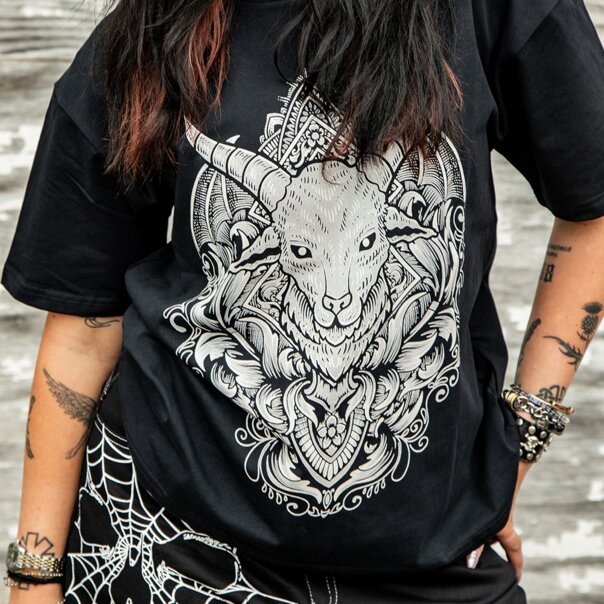 Blue Banana Ram T-Shirt (Black) | Printed T-Shirts