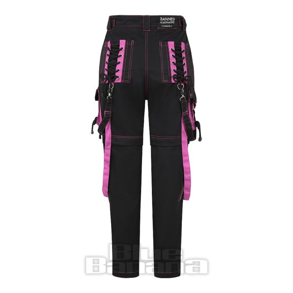 Banned Strappy Trousers (Black/Pink) | Blue Banana