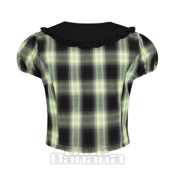 Hell Bunny Blusa Tammy (Negra/Verde)