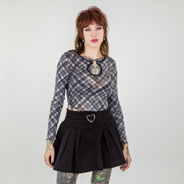 Banned Cupid Clash Mesh Top (Black & White) | Banned Alternative Clothing