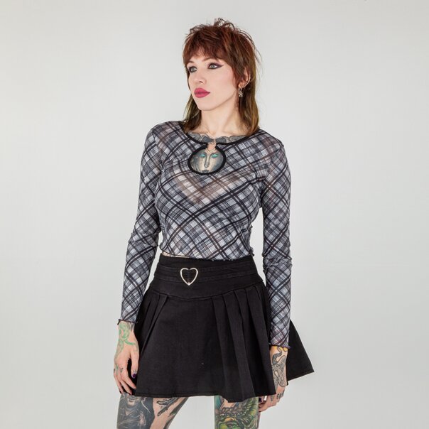 Banned Cupid Clash Mesh Top (Black & White) | Banned Alternative Clothing