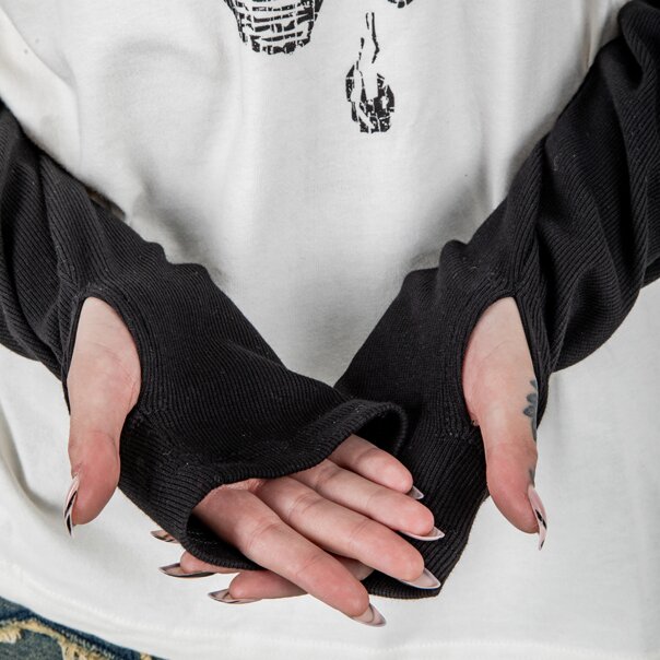 The Ragged Priest Bypass Top (Cream & Black) | Alternative Autumn Clothing