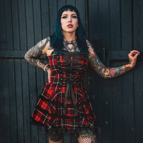 Hell Bunny Harley Tartan Kleid (Rot)