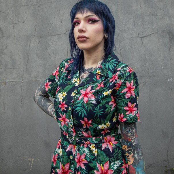 Banned Tropical Kate (Navy) | Alternative Dresses Blue Banana