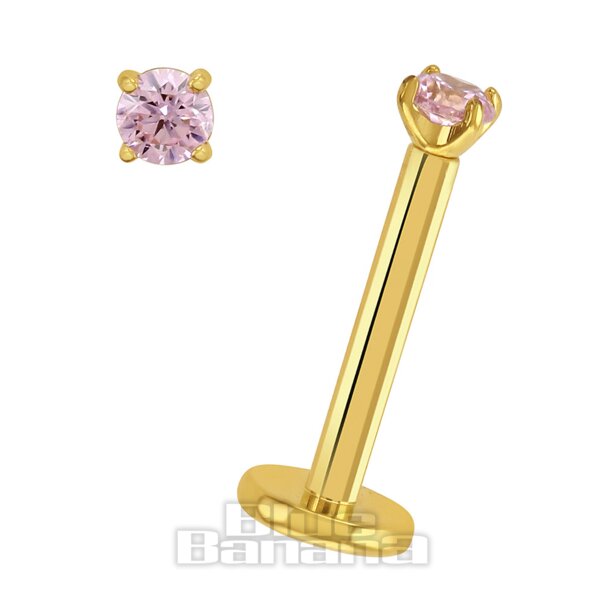 Blue Banana 1,2 mm Fadenloses Labret (Rose)| Body Piercing Jewellery