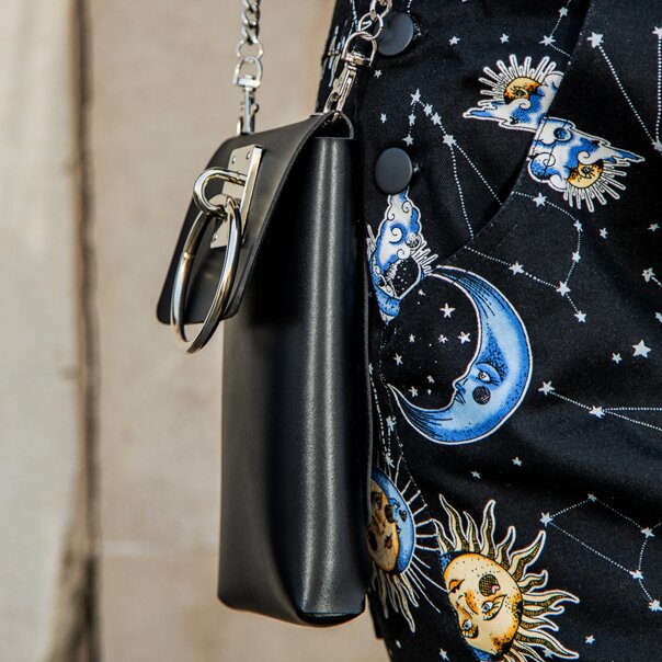 Blue Banana Faux Leather Ring Bag (Black) | Alternative Handbags